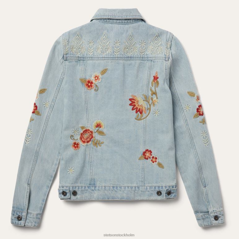 Stetson kvinnor broderad jeansjacka LLFB536 kläder blå