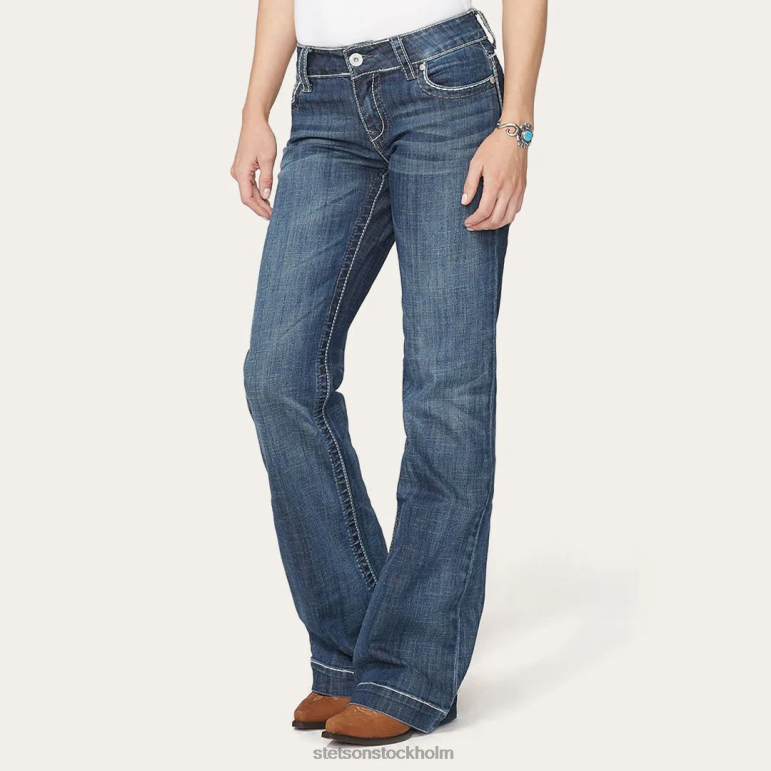 Stetson kvinnor 214 city byxjeans med chevron bakficka LLFB522 kläder blå