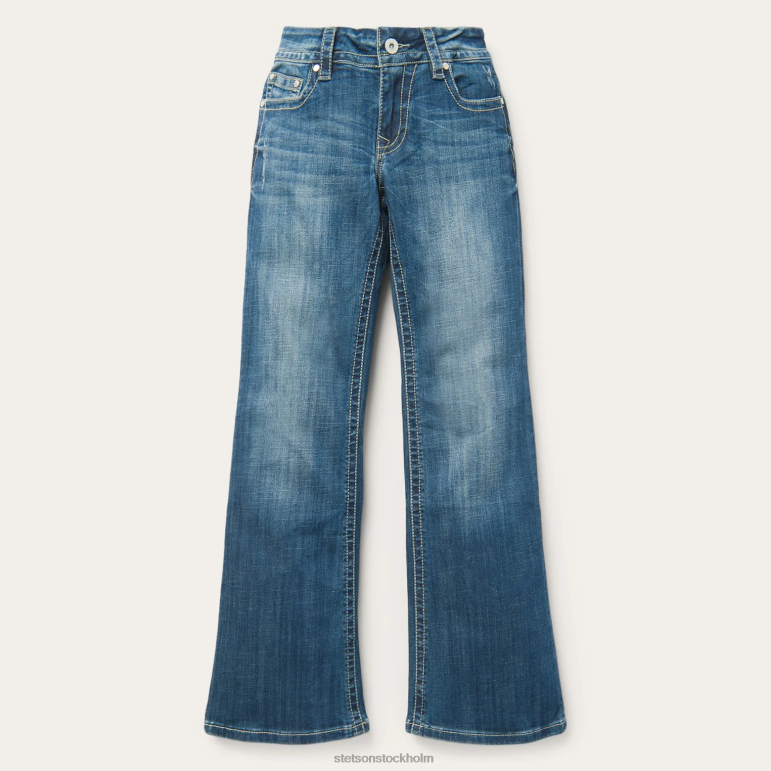 Stetson kvinnor 214 jeans i byxpassform med deco bakficka LLFB516 kläder blå