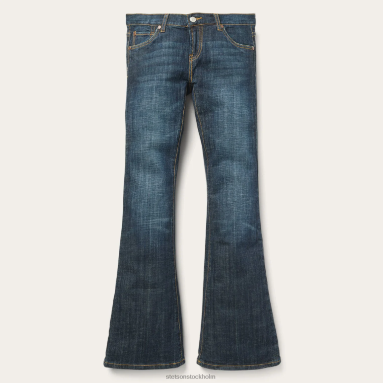 Stetson kvinnor 816 classic boot cut jeans i mörk tvätt LLFB513 kläder blå