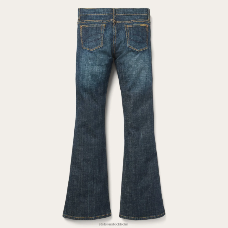 Stetson kvinnor 816 classic boot cut jeans i mörk tvätt LLFB513 kläder blå