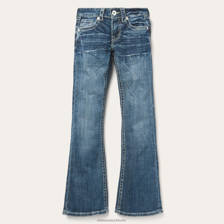 Stetson kvinnor 816 fit jeans med vita ''s'' bakfickor LLFB514 kläder blå