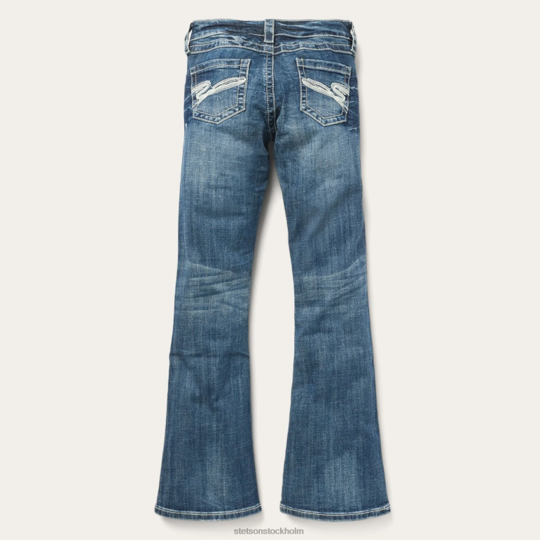 Stetson kvinnor 816 fit jeans med vita \'\'s\'\' bakfickor LLFB514 kläder blå