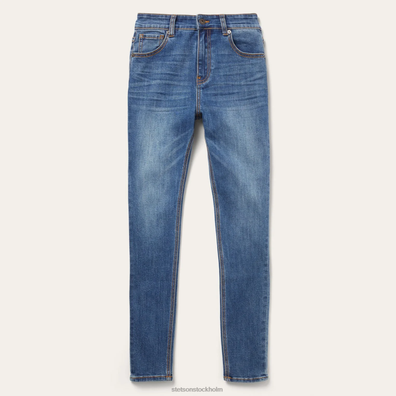Stetson kvinnor 902 skinny fit jeans med hög midja LLFB510 kläder blå