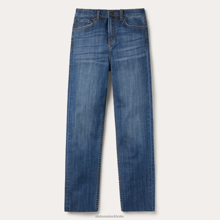 Stetson kvinnor 915 högväxt jeans med rak passform LLFB525 kläder blå