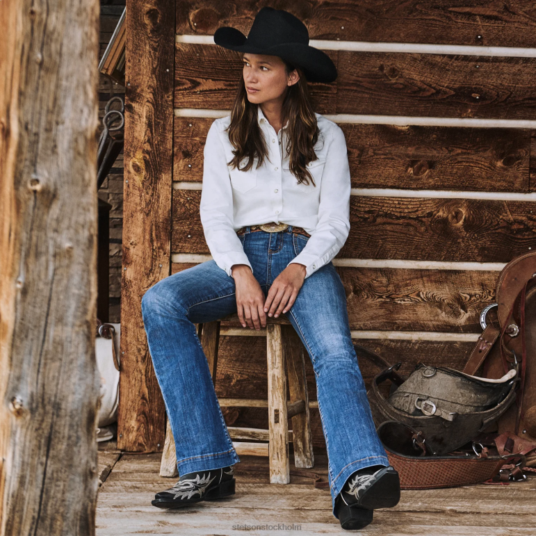 Stetson kvinnor 921 jeans med hög utsvängning LLFB530 kläder blå