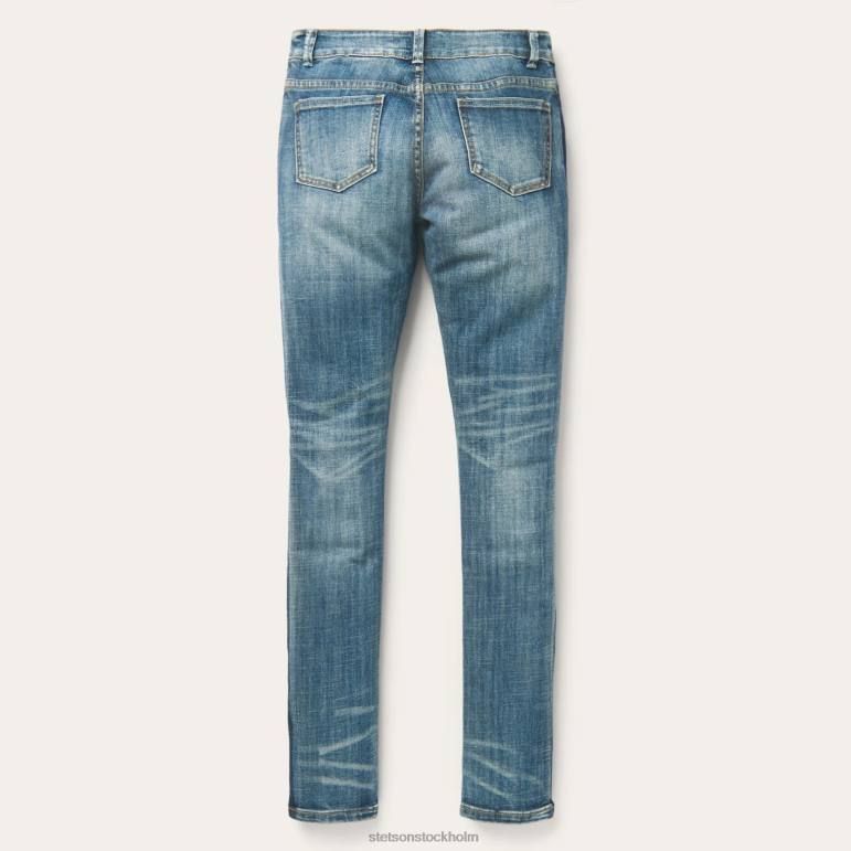 Stetson kvinnor Jeans med smal passform med randiga ben LLFB519 kläder blå