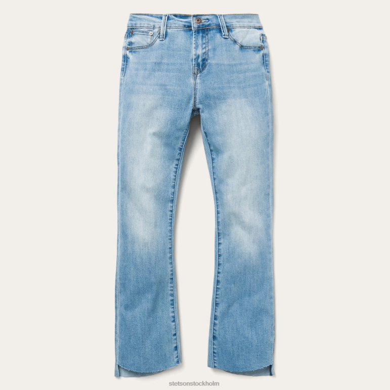 Stetson kvinnor hög midja flare crop jeans LLFB518 kläder blå
