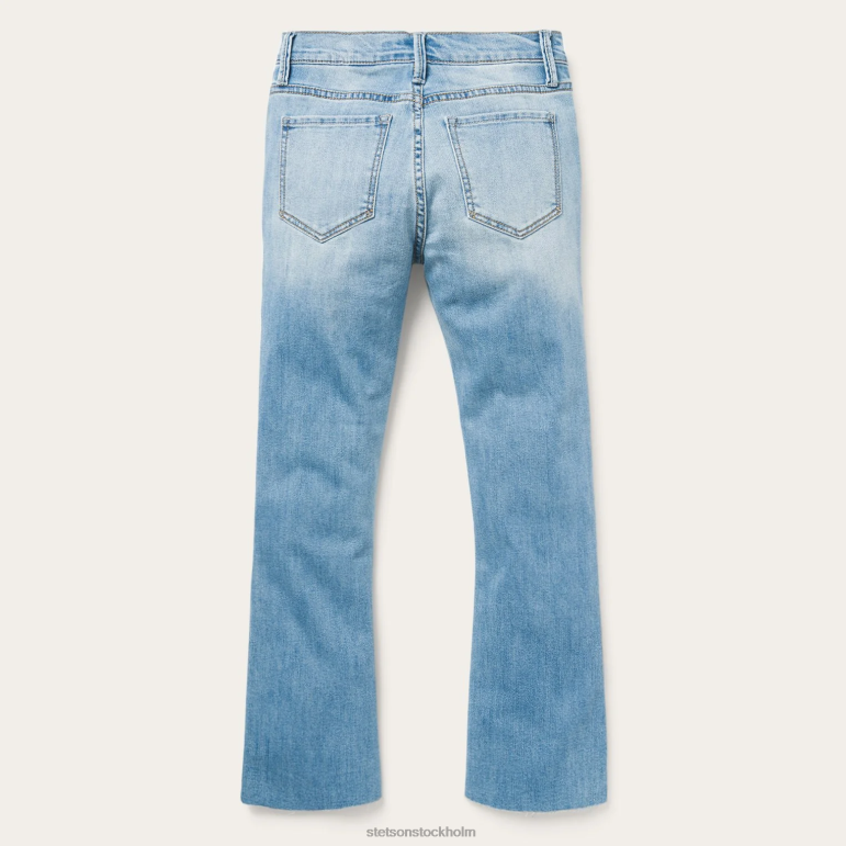 Stetson kvinnor hög midja flare crop jeans LLFB518 kläder blå