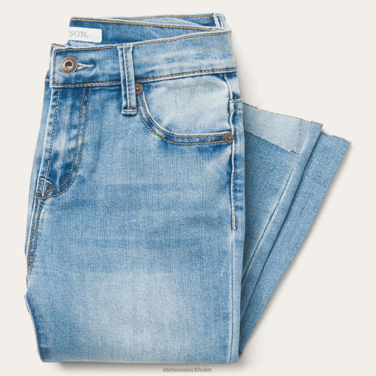 Stetson kvinnor hög midja flare crop jeans LLFB518 kläder blå