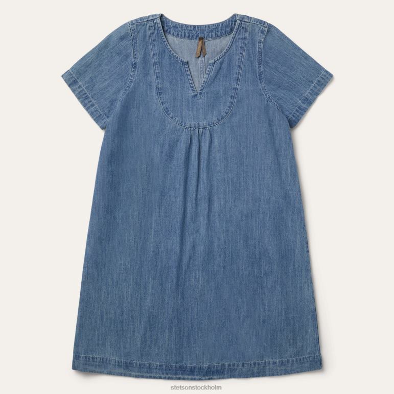 Stetson kvinnor denim svängklänning LLFB504 kläder blå