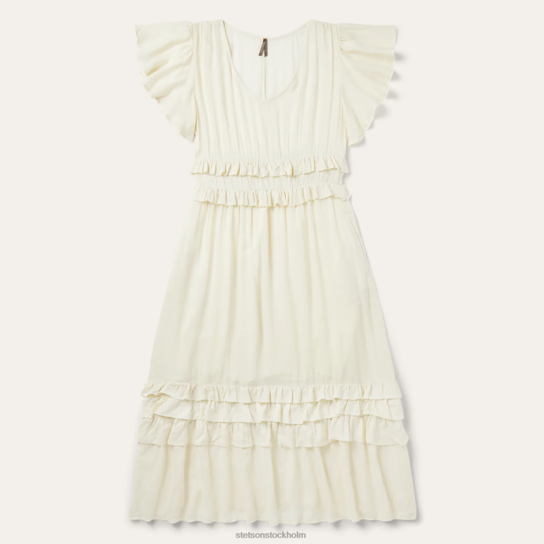 Stetson kvinnor grädde rayon fiskbensklänning LLFB496 kläder vit