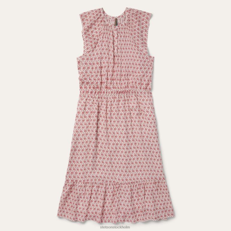 Stetson kvinnor stuga blommig klänning LLFB495 kläder röd
