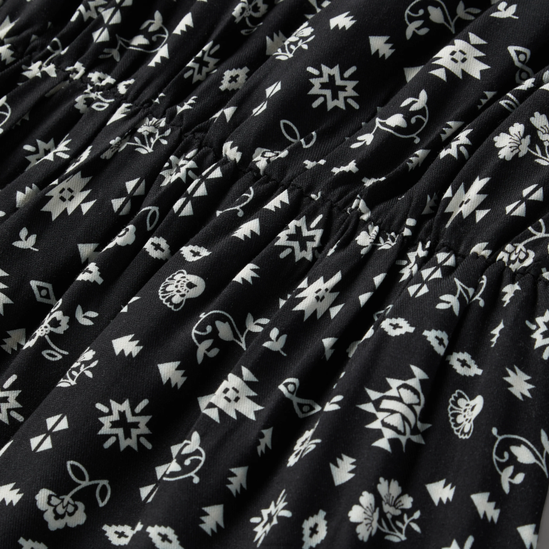 Stetson kvinnor sydvästra ditzy tryck rayon twill klänning LLFB499 kläder svart