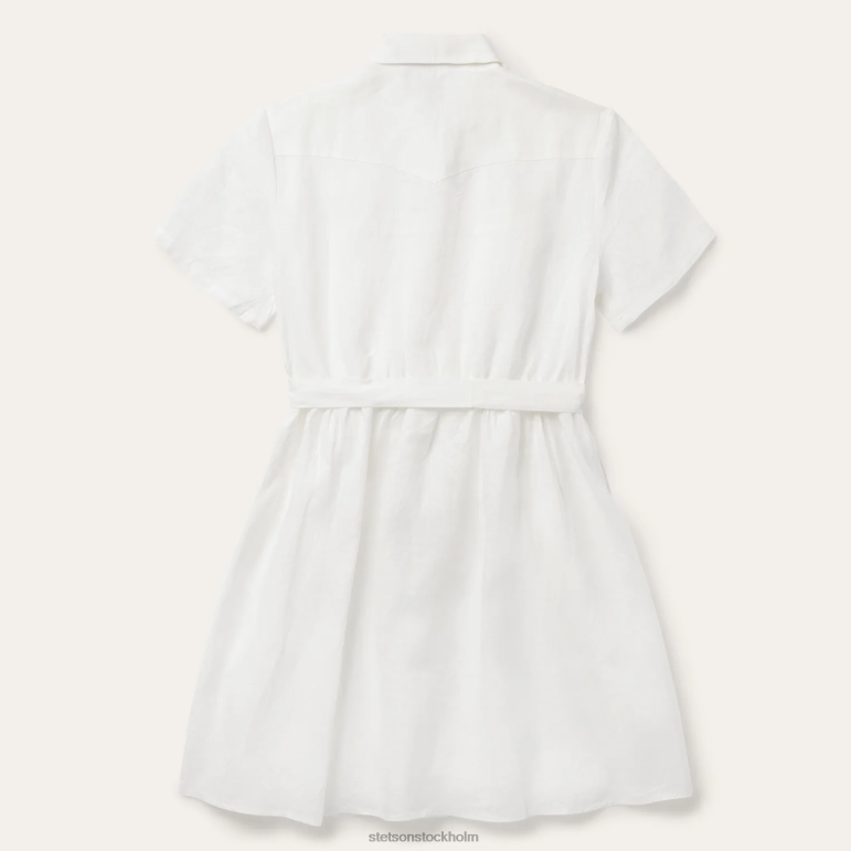 Stetson kvinnor tonal randig skjortklänning i linne LLFB487 kläder vit