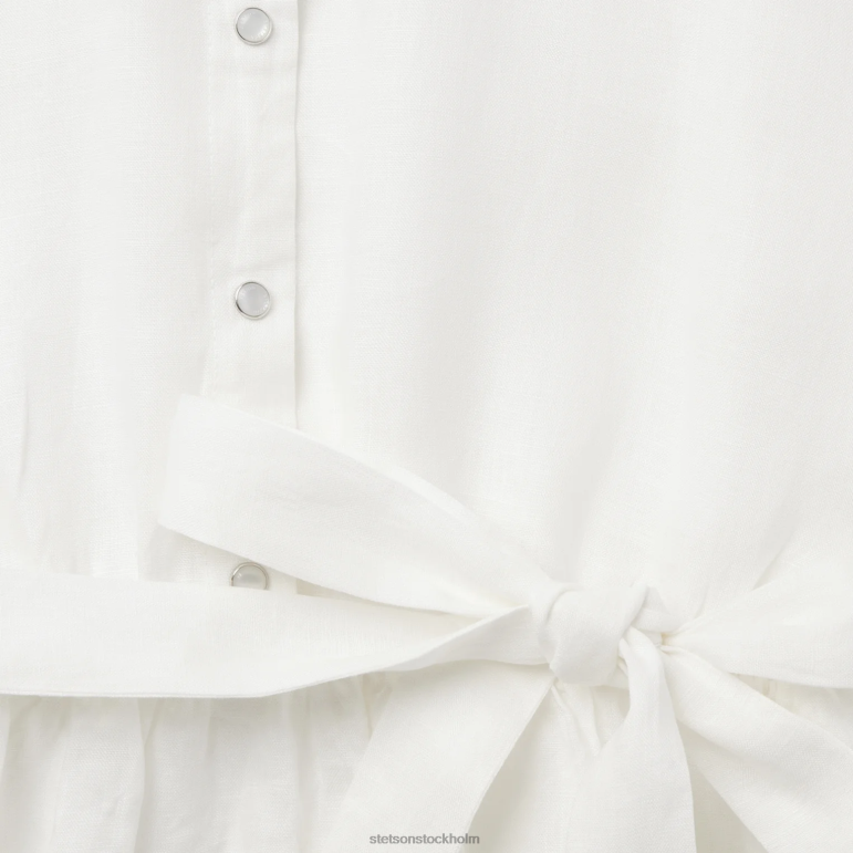 Stetson kvinnor tonal randig skjortklänning i linne LLFB487 kläder vit