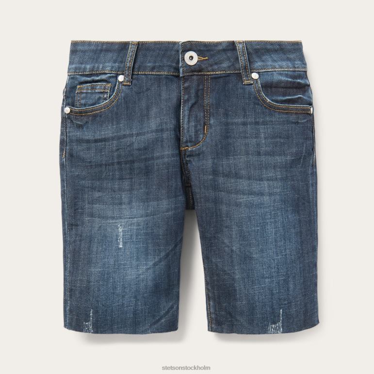 Stetson kvinnor mörkt tvättade jeansshorts LLFB523 kläder blå