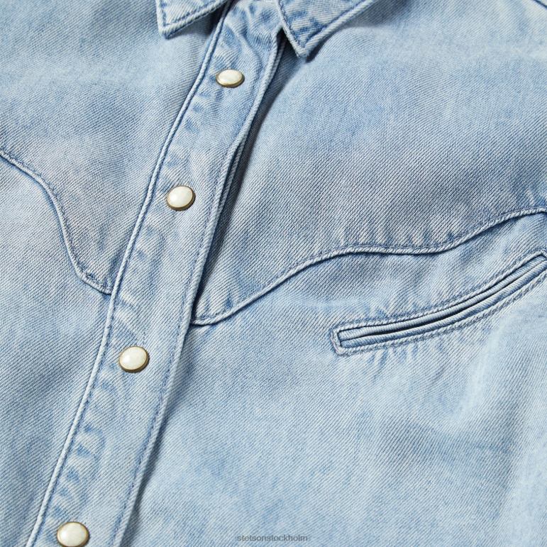 Stetson kvinnor böjd topp i västern denim i ok LLFB464 kläder blå