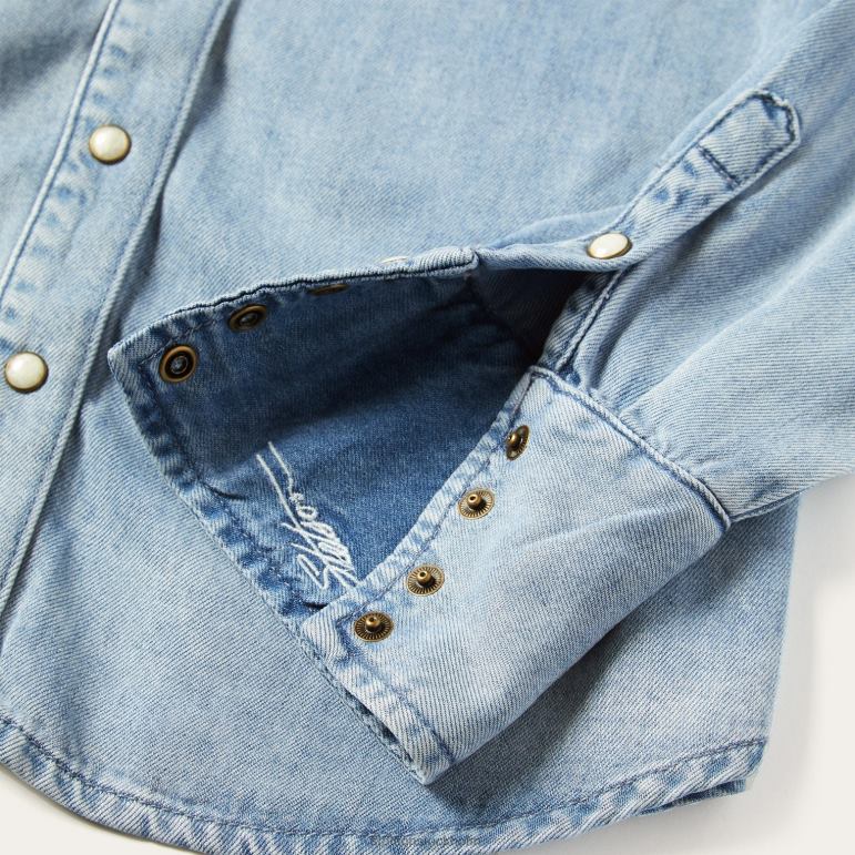Stetson kvinnor böjd topp i västern denim i ok LLFB464 kläder blå