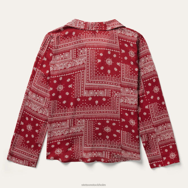 Stetson kvinnor bandana patchwork blus LLFB439 kläder röd