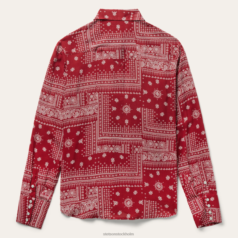 Stetson kvinnor bandana patchwork skjorta LLFB434 kläder röd