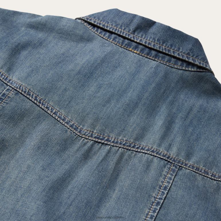 Stetson kvinnor boyfriend fit jeansskjorta LLFB446 kläder blå