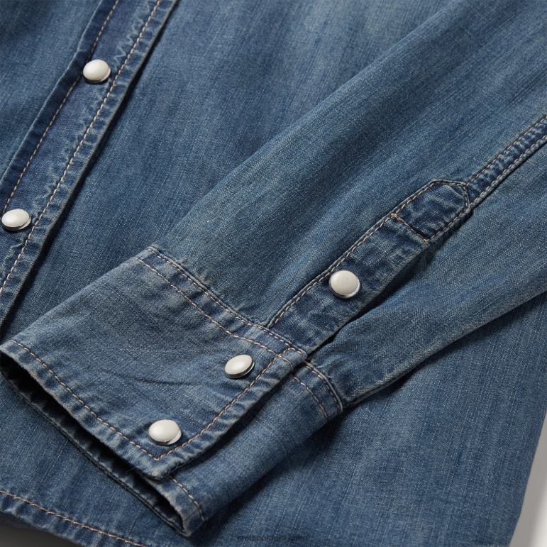 Stetson kvinnor boyfriend fit jeansskjorta LLFB446 kläder blå