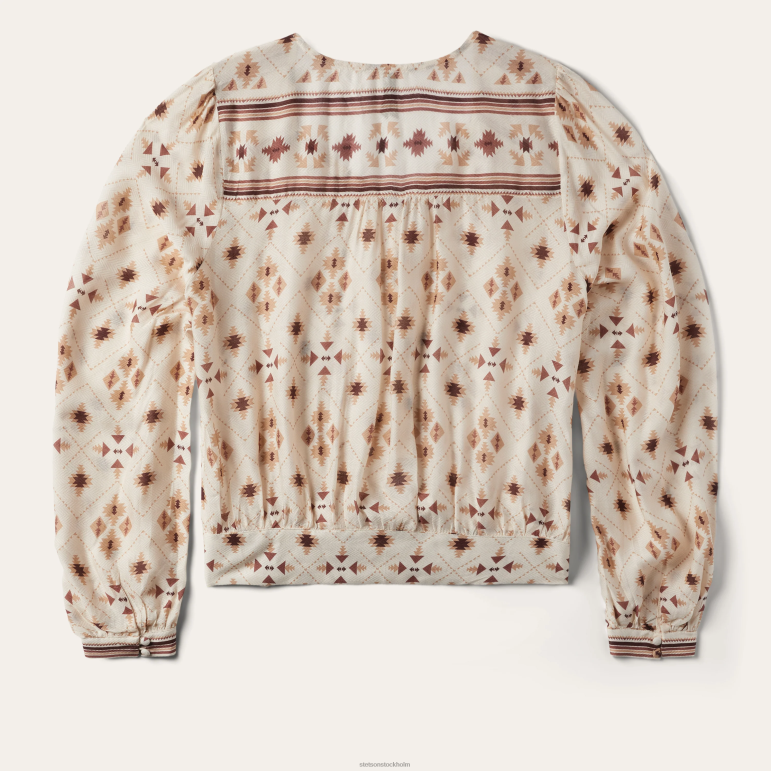 Stetson kvinnor gaucho kanttryck rayon blus med fiskben LLFB447 kläder vit