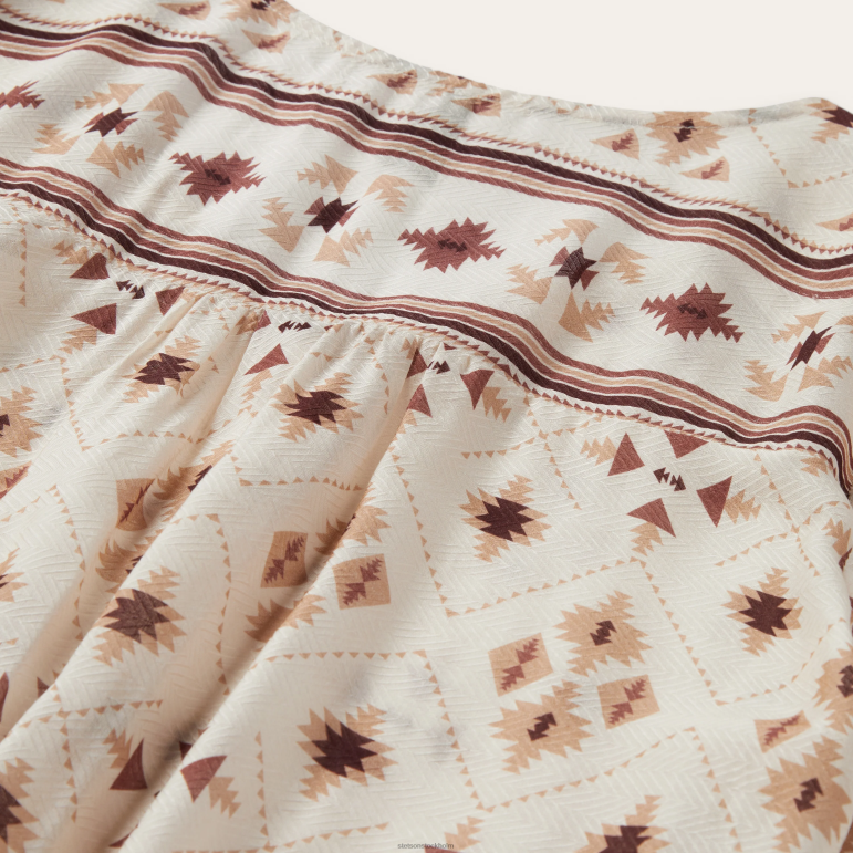 Stetson kvinnor gaucho kanttryck rayon blus med fiskben LLFB447 kläder vit