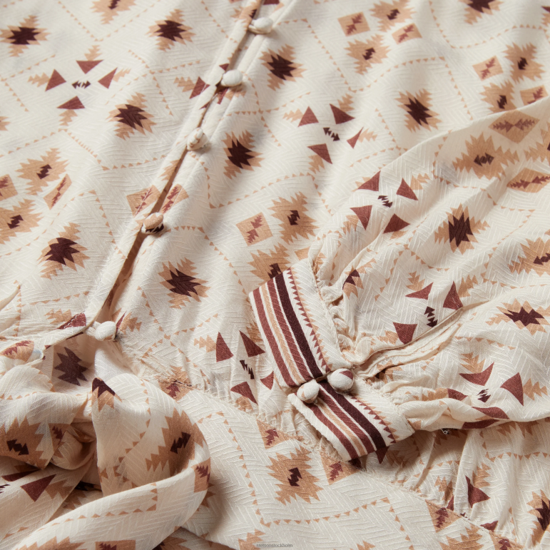 Stetson kvinnor gaucho kanttryck rayon blus med fiskben LLFB447 kläder vit