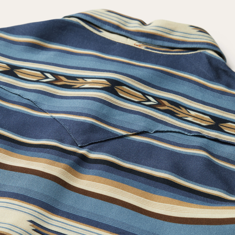 Stetson kvinnor indigo serape-tryck rayon twill blus LLFB436 kläder blå