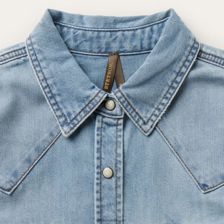Stetson kvinnor jeansskjorta med lös passform LLFB429 kläder blå