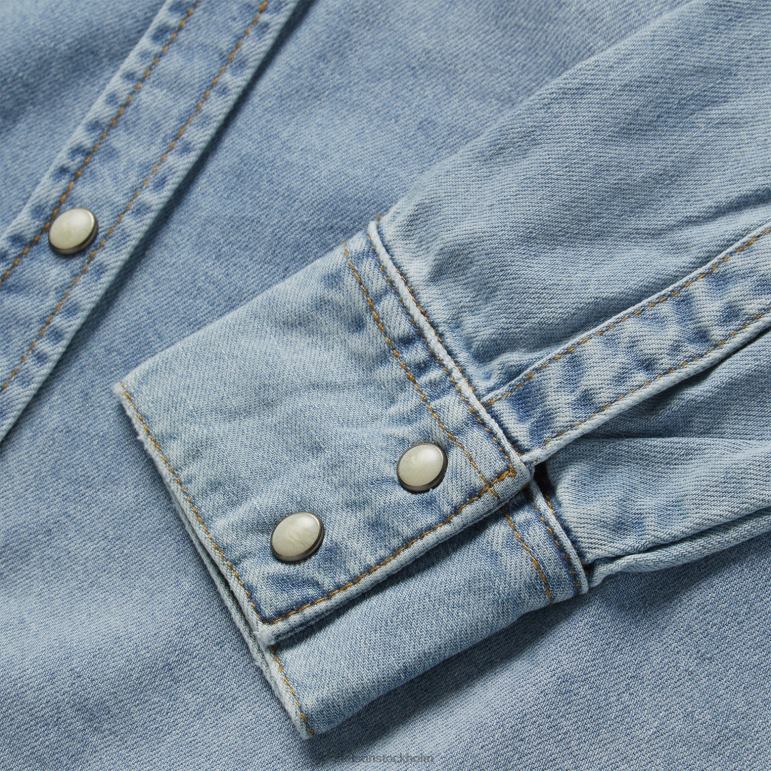 Stetson kvinnor jeansskjorta med lös passform LLFB429 kläder blå