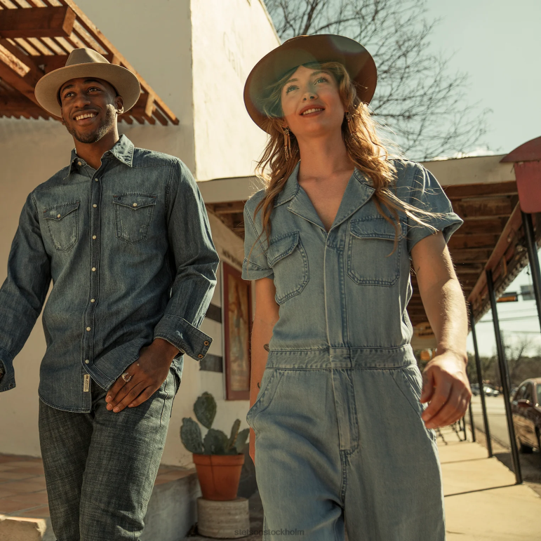 Stetson kvinnor jumpsuit med hackkrage LLFB459 kläder blå