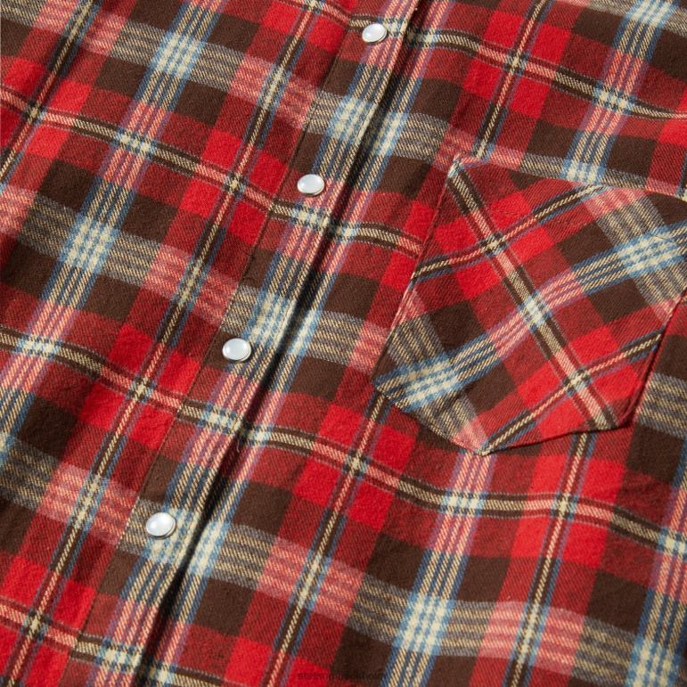 Stetson kvinnor klassisk västerländsk flanellskjorta LLFB450 kläder röd
