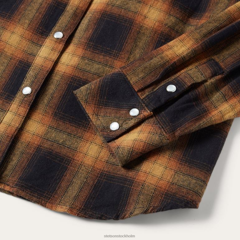 Stetson kvinnor klassisk västerländsk flanellskjorta LLFB481 kläder brun