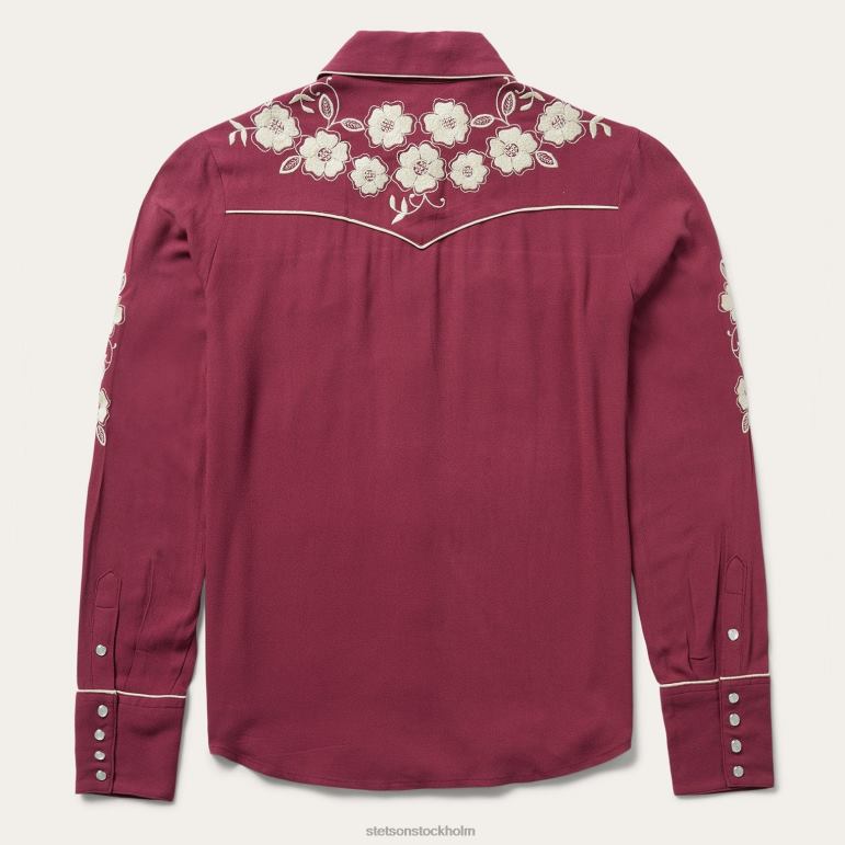 Stetson kvinnor klassisk västernknappsblus LLFB462 kläder vin