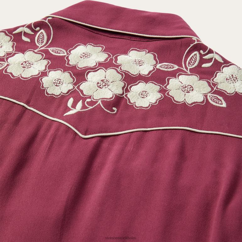 Stetson kvinnor klassisk västernknappsblus LLFB462 kläder vin