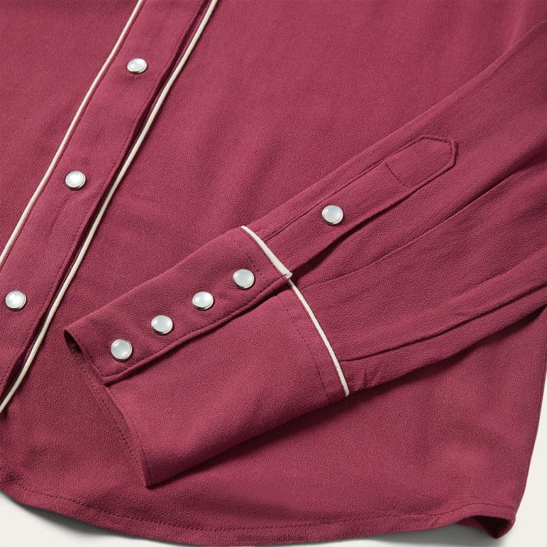 Stetson kvinnor klassisk västernknappsblus LLFB462 kläder vin