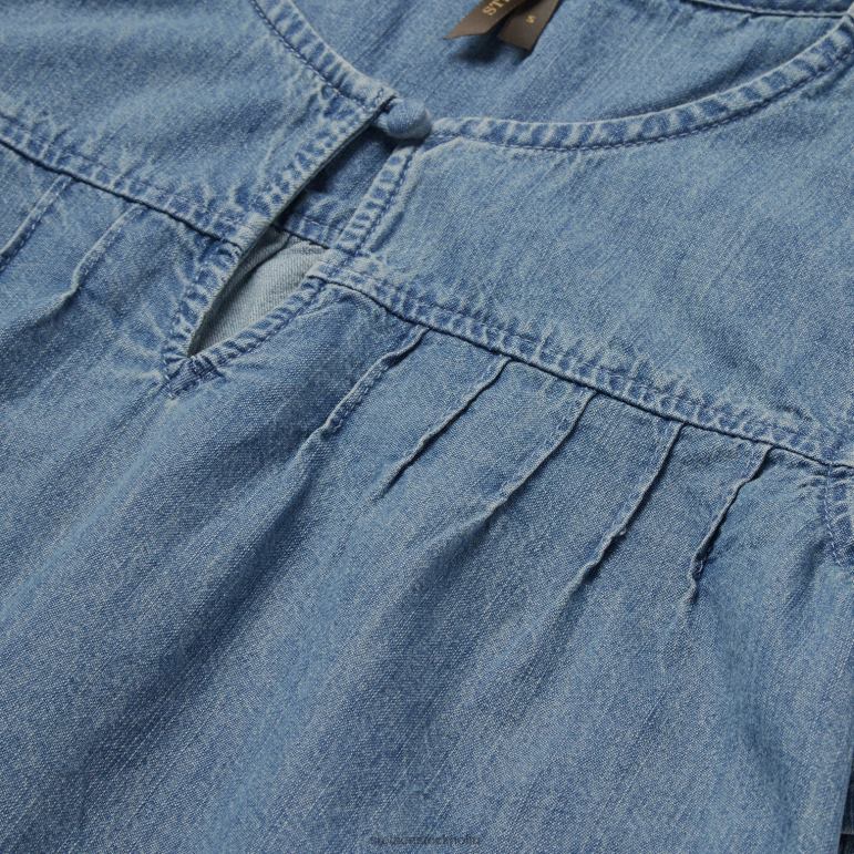 Stetson kvinnor kortärmad jeansblus LLFB458 kläder blå