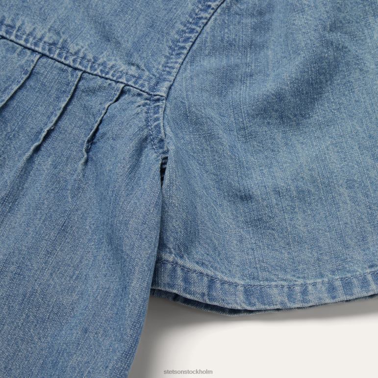 Stetson kvinnor kortärmad jeansblus LLFB458 kläder blå