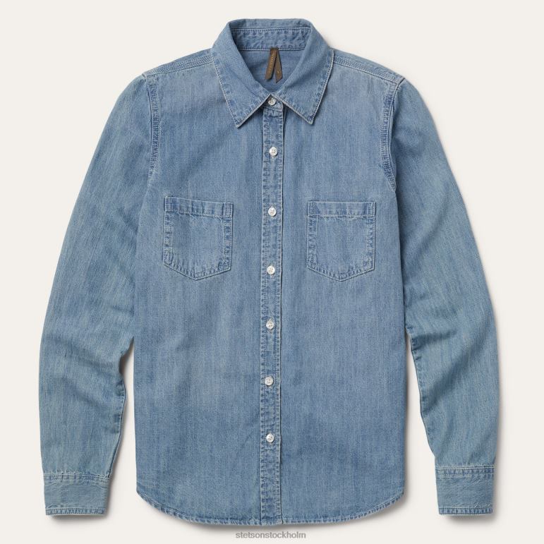 Stetson kvinnor långärmad jeansskjorta LLFB456 kläder blå