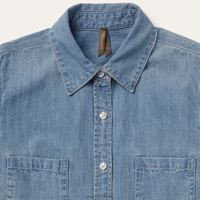 Stetson kvinnor långärmad jeansskjorta LLFB456 kläder blå
