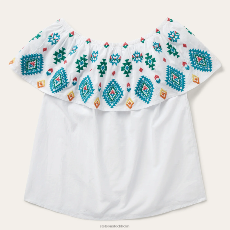 Stetson kvinnor ljus schiffli broderad gräsmatta i bomull LLFB484 kläder vit