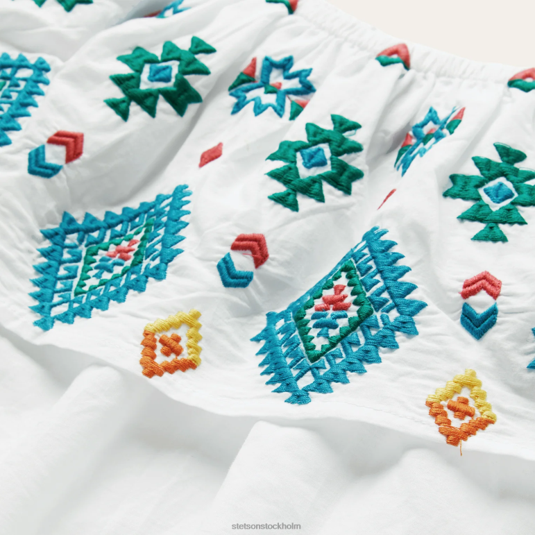 Stetson kvinnor ljus schiffli broderad gräsmatta i bomull LLFB484 kläder vit