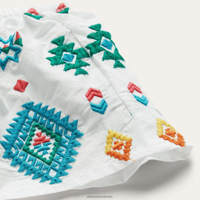 Stetson kvinnor ljus schiffli broderad gräsmatta i bomull LLFB484 kläder vit