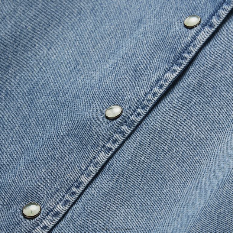 Stetson kvinnor lyocell denim blus framtill LLFB440 kläder blå