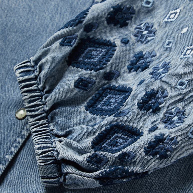 Stetson kvinnor lyocell denim blus framtill LLFB440 kläder blå