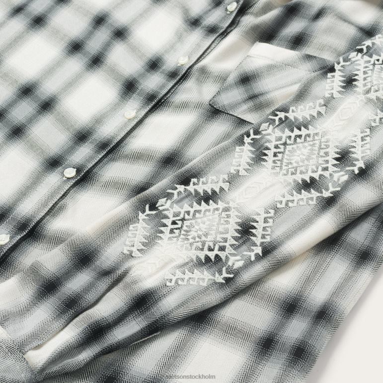 Stetson kvinnor smokey ombre rutig rayon twill skjorta LLFB453 kläder grå