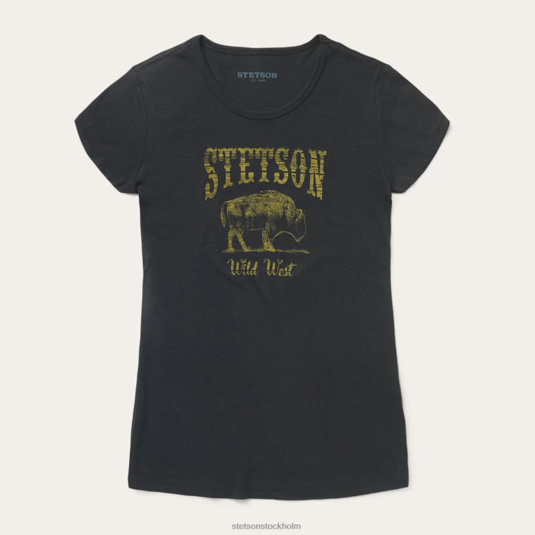 Stetson kvinnor grafisk t-shirt för bison LLFB482 kläder svart